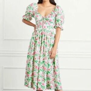Hill House Pink and Green Puff Sleeve Sundress
